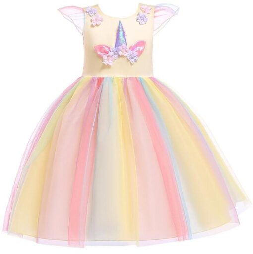 Kids Sleeveless Rainbow Unicorn Princess Dress - Image 6