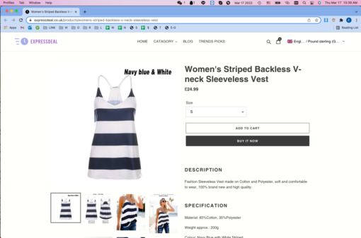 Women's Striped Backless V-neck Sleeveless Vest - Image 6