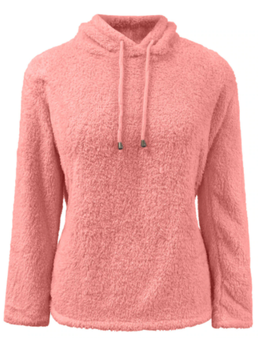 Women Drawstring Plush Hoodie - Image 13