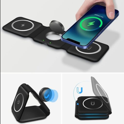 3 in 1 Magnetic Foldable Wireless Charging Station with vide - Image 4