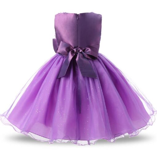 Kids Sleeveless Flowers Bowknot Princess Dress - Image 4