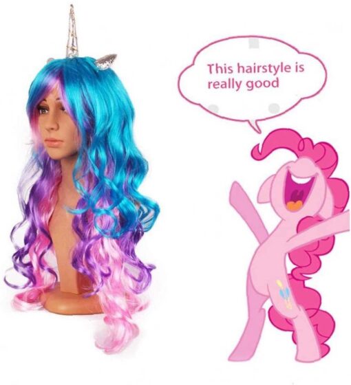 Adults Halloween Unicorn Wig with Horn and Ears - Image 5