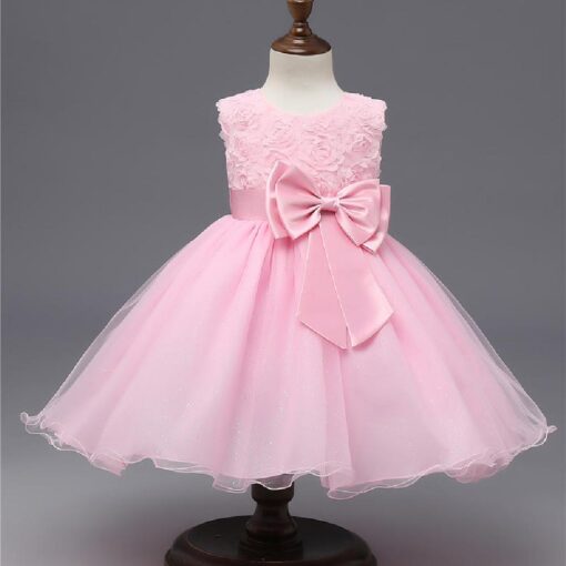 Kids Sleeveless Flowers Bowknot Princess Dress - Image 26