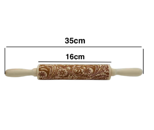 Wooden Engraved  Embossing  Dough Rolling Pin