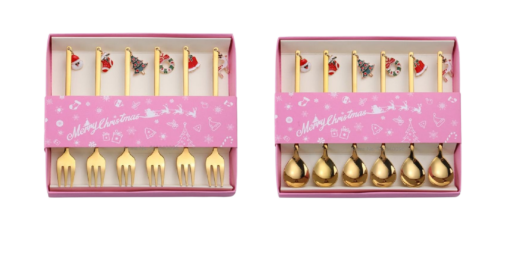 Six-Pieces Christmas Coffee Spoon & Fork Sets - Image 15