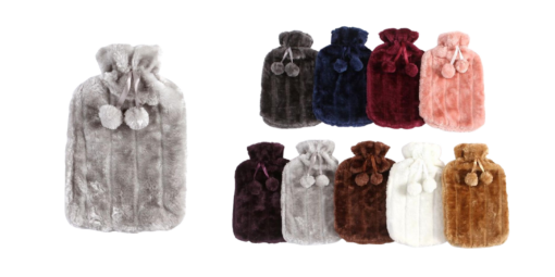 2L Rubber Hot Water Bottle with Faux Fluffy Cover