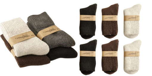 6 or 12 Pairs Soft Cozy Wool Socks for Men