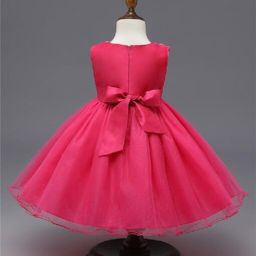 Kids Sleeveless Flowers Bowknot Princess Dress - Image 6