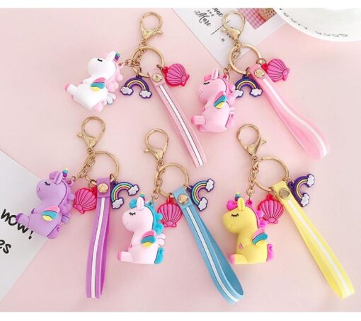 One or Five Silicone Unicorn Doll Key Chain Hanging Ring Ornaments - Image 9