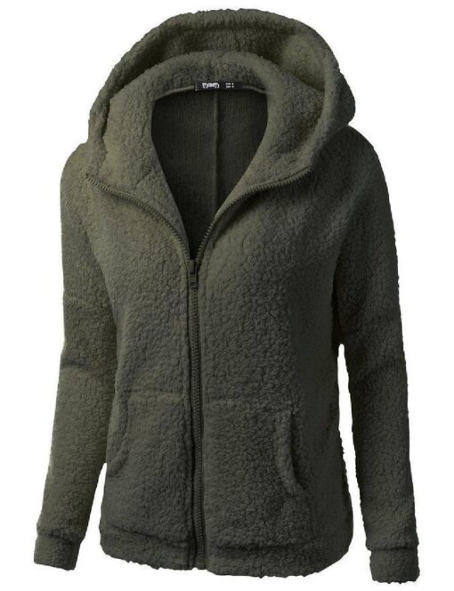 Women's Plush Hoodie Sweater Jacket - Image 11