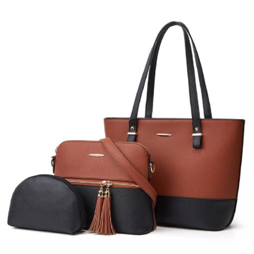 3 In 1 Luxury PU Leather Hand Bags Set - Image 6