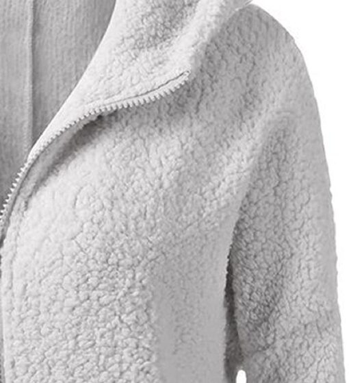 Women's Plush Hoodie Sweater Jacket - Image 8