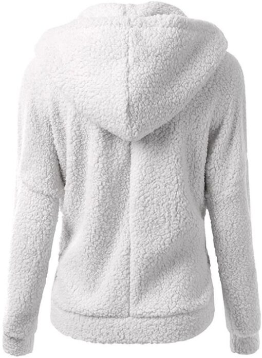 Women's Plush Hoodie Sweater Jacket - Image 5