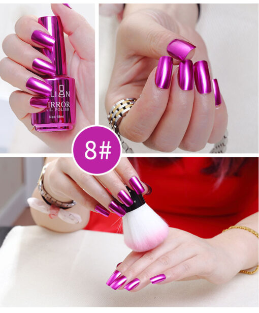 18ml 12 Color Metallic Nail Polish Mirror Colorful Varnishes Metal Color Nail Art Long-lasting - Image 10