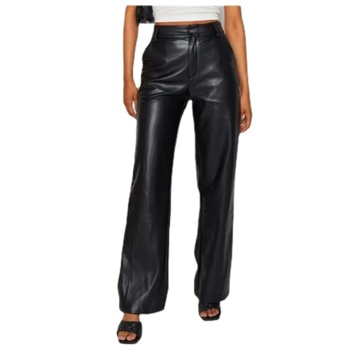 Faux Leather Straight Leg Trousers - Image 3