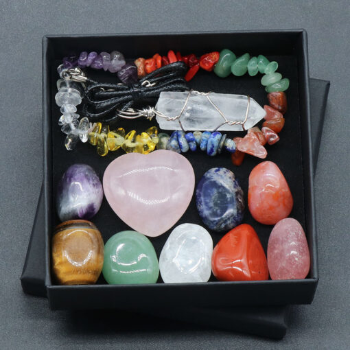 11 Pcs Heart Shape Crystal And Hexagon Pendant Gift Box