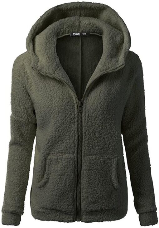 Women's Plush Hoodie Sweater Jacket - Image 2