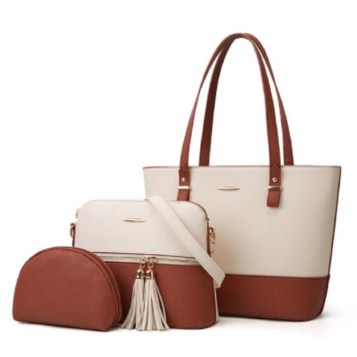 3 In 1 Luxury PU Leather Hand Bags Set - Image 2