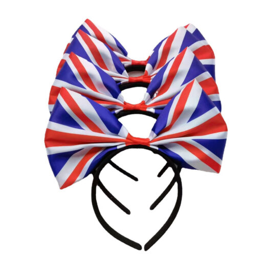 One, Two or Four Great Britain Union Jack Flag Bow Headband - Image 2