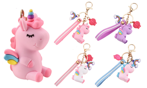 One or Five Silicone Unicorn Doll Key Chain Hanging Ring Ornaments