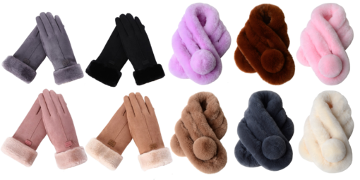 Fluffy Warm Scarf with optional Winter Gloves