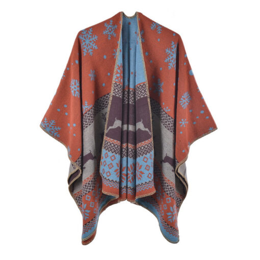 Women Warm Scarf Double-sided Thickened Christmas Shawl - Image 14