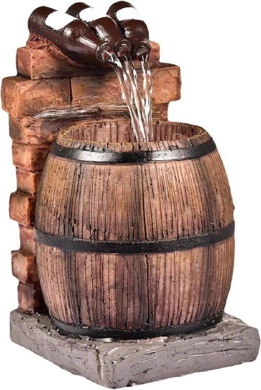 Resin Wine Bottle And Barrel Outdoor Water Fountain - Image 9