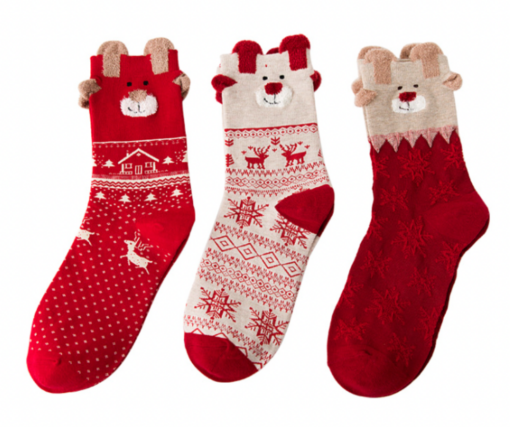 3 Pairs Christmas Cotton Socks -