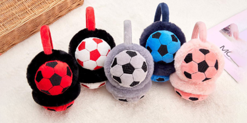 Football Design Winter Fluffy Kid Ear Warmers Earmuffs