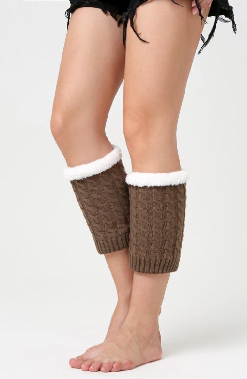 One or Two Pairs Women Knitted Leg Warmers Socks - Image 17