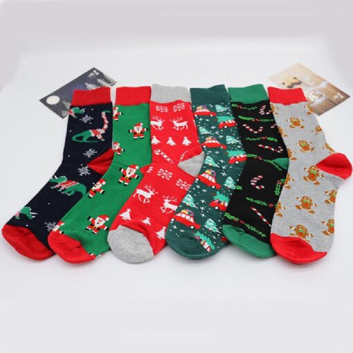 One or Six Pairs Christmas Cartoon Dinosaur Deer Socks - Image 4