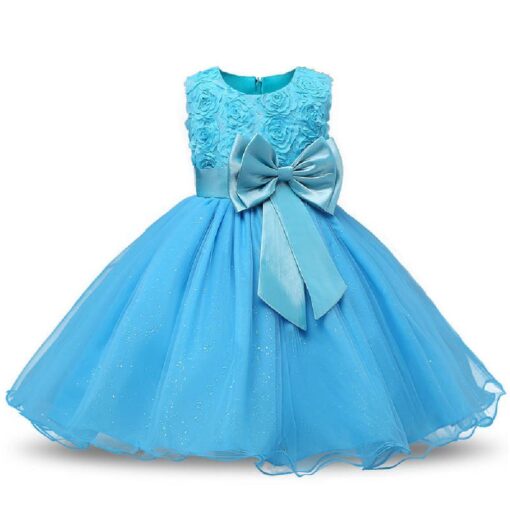 Kids Sleeveless Flowers Bowknot Princess Dress - Image 2