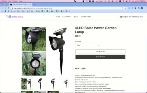 One, Two or Four 4LED Solar Power Garden Lamps - Image 6