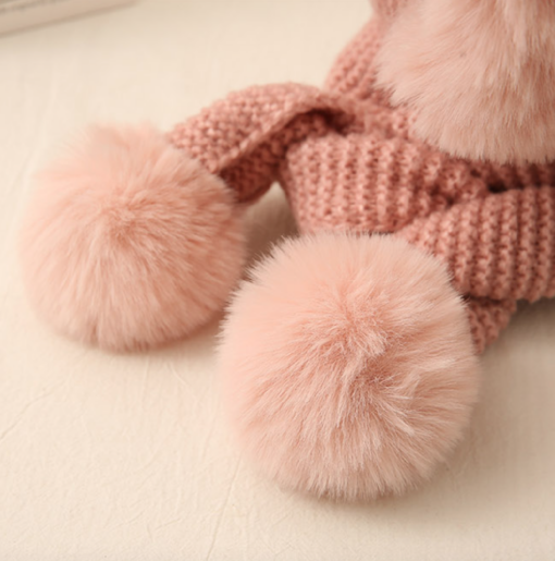 Women Winter Warm Plush Cap with Pom Pom Scarf - Image 6