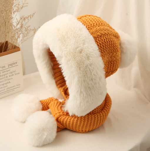 Women Winter Warm Plush Cap with Pom Pom Scarf - Image 11