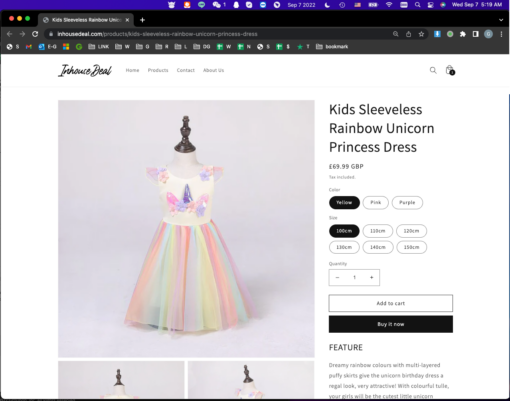 Kids Sleeveless Rainbow Unicorn Princess Dress - Image 16