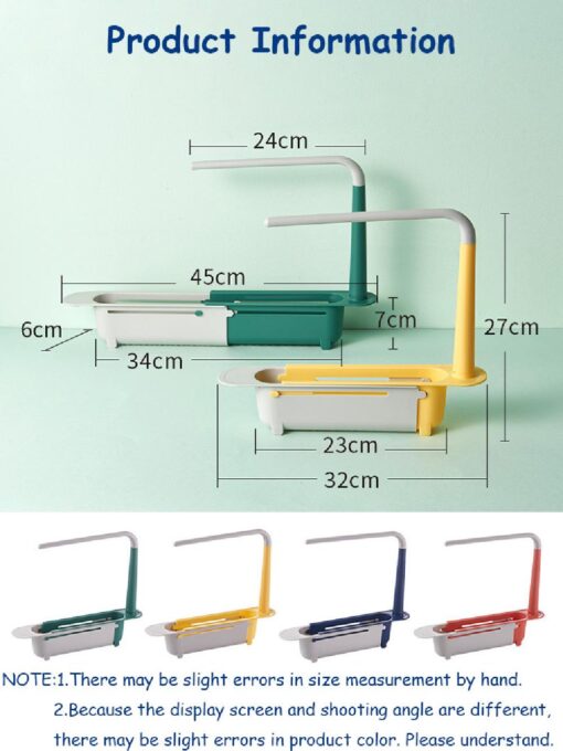 2-in-1 Adjustable Drainer Sink Tray Telescopic Sink Holder Dish Cloth Hange - Image 8