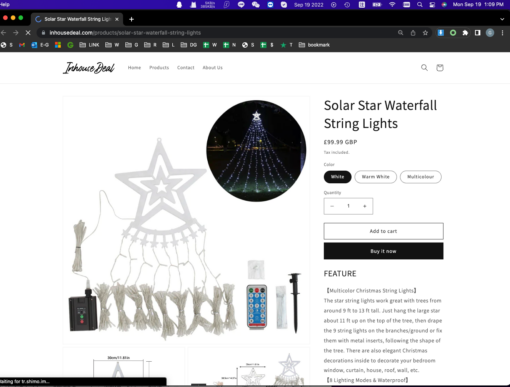 Christmas Solar Star Waterfall String Lights - Image 8