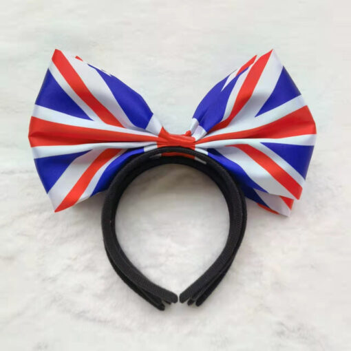 One, Two or Four Great Britain Union Jack Flag Bow Headband - Image 6