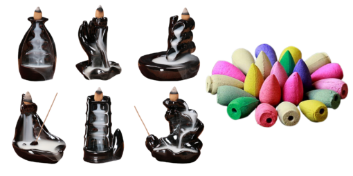 Ceramic Backflow Incense Holder with optional Cones -