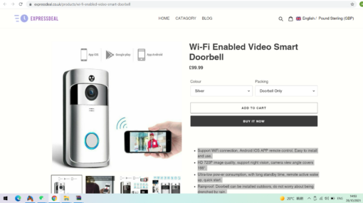 Wi-Fi Video Smart Doorbell with batteries and optional Chime - - Image 4