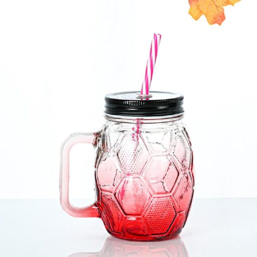 16oz Football beer glass cup with Straw - Image 8