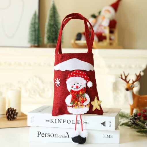 Christmas Long Legs Linen Non Woven Grocery Gift Bag - Image 6