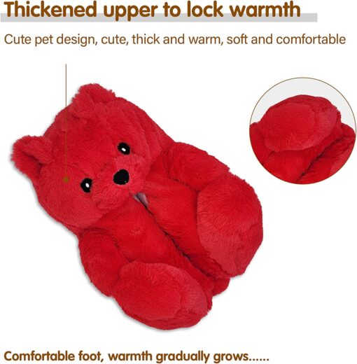 Winter Warm Cozy Plush Teddy Bear Solid Color Slippers - Image 5