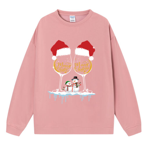 Christmas Wine Glass with Snowman Print Sweatshir - Image 4