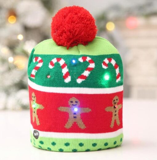 Light up  LED Christmas Flashing Beanie Hat Scarf Set - Image 11