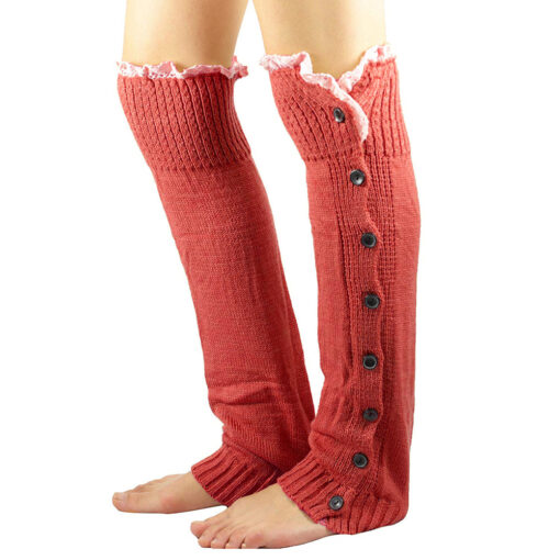 One or Two Pairs Lace straight knit socks with buttons - Image 8