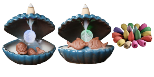 Shell Ceramic Waterfall Incense Burner with free incense cones