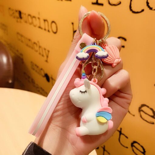 One or Five Silicone Unicorn Doll Key Chain Hanging Ring Ornaments - Image 6