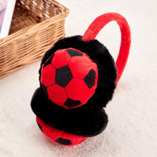 Football Design Winter Fluffy Kid Ear Warmers Earmuffs - Image 4